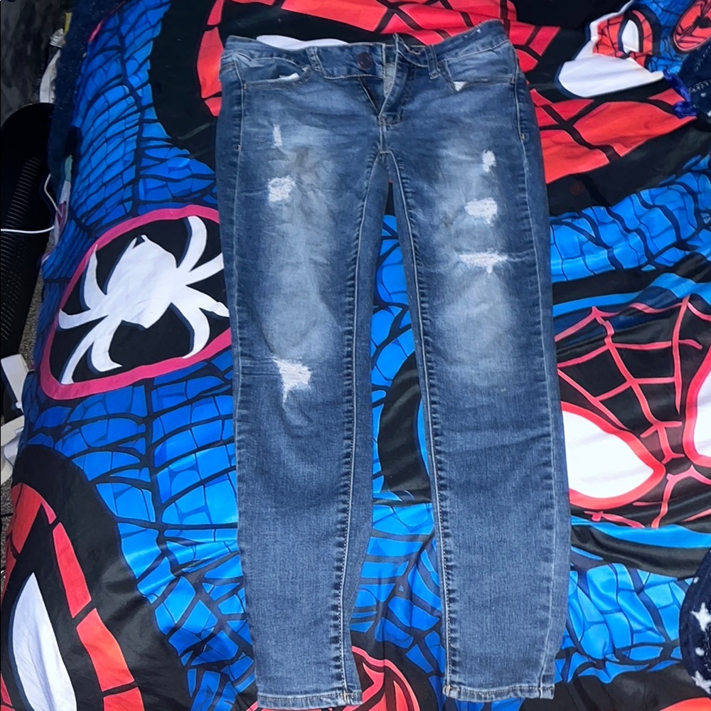 Women's Blue Distressed Jeans